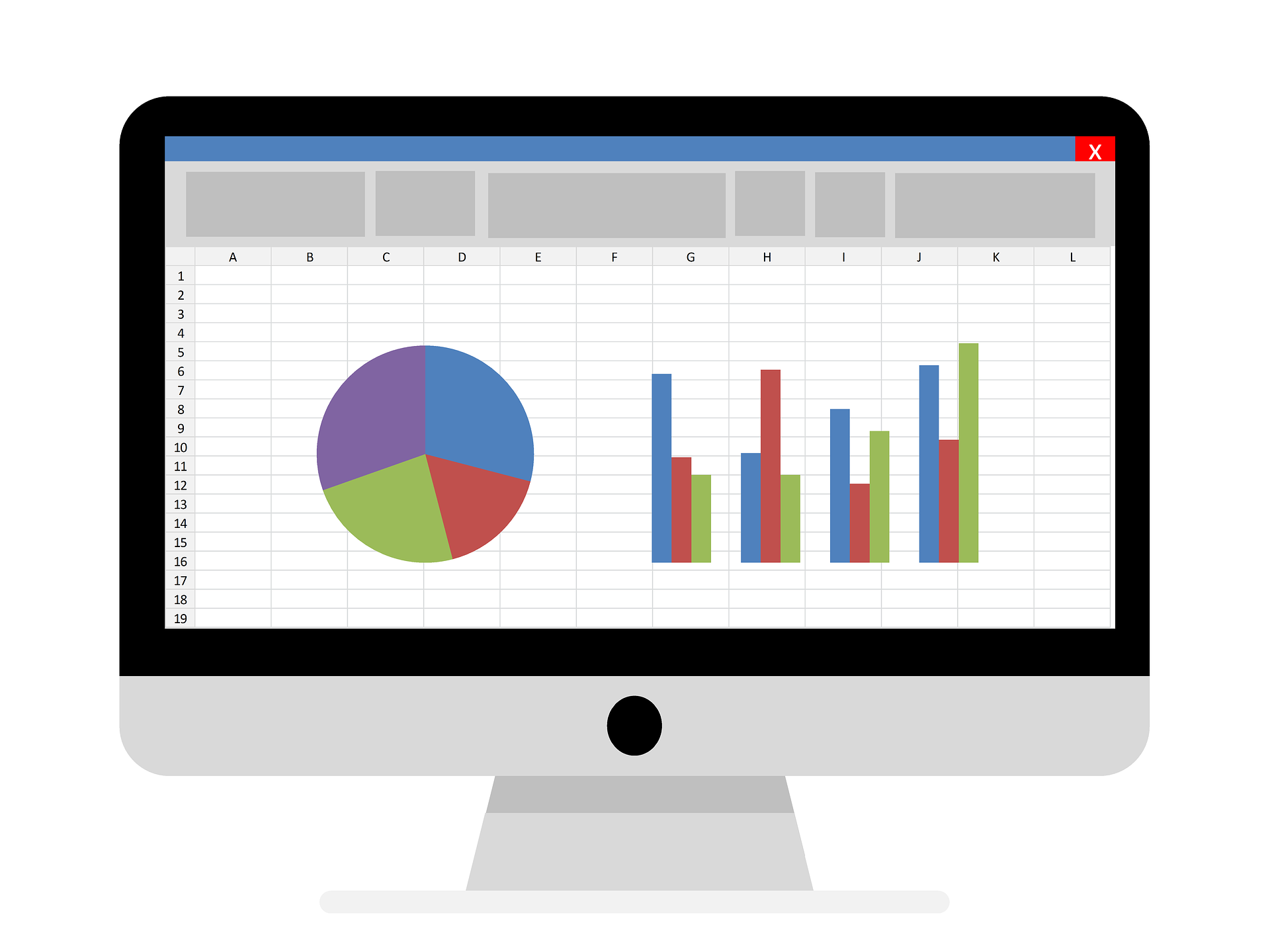 A computer monitor with colorful graphs