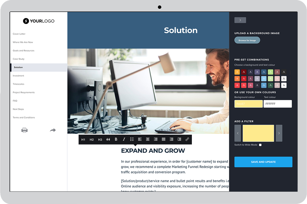 Layout of a software design template