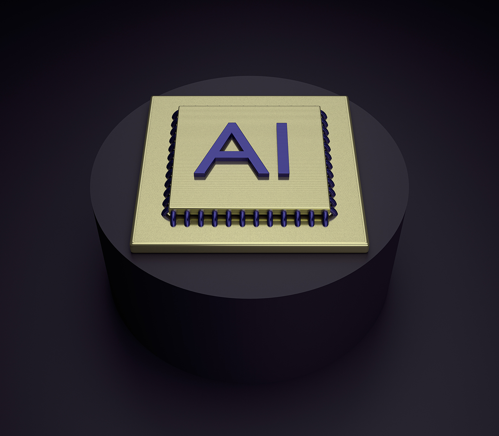 A computer chip with "AI" written on it.