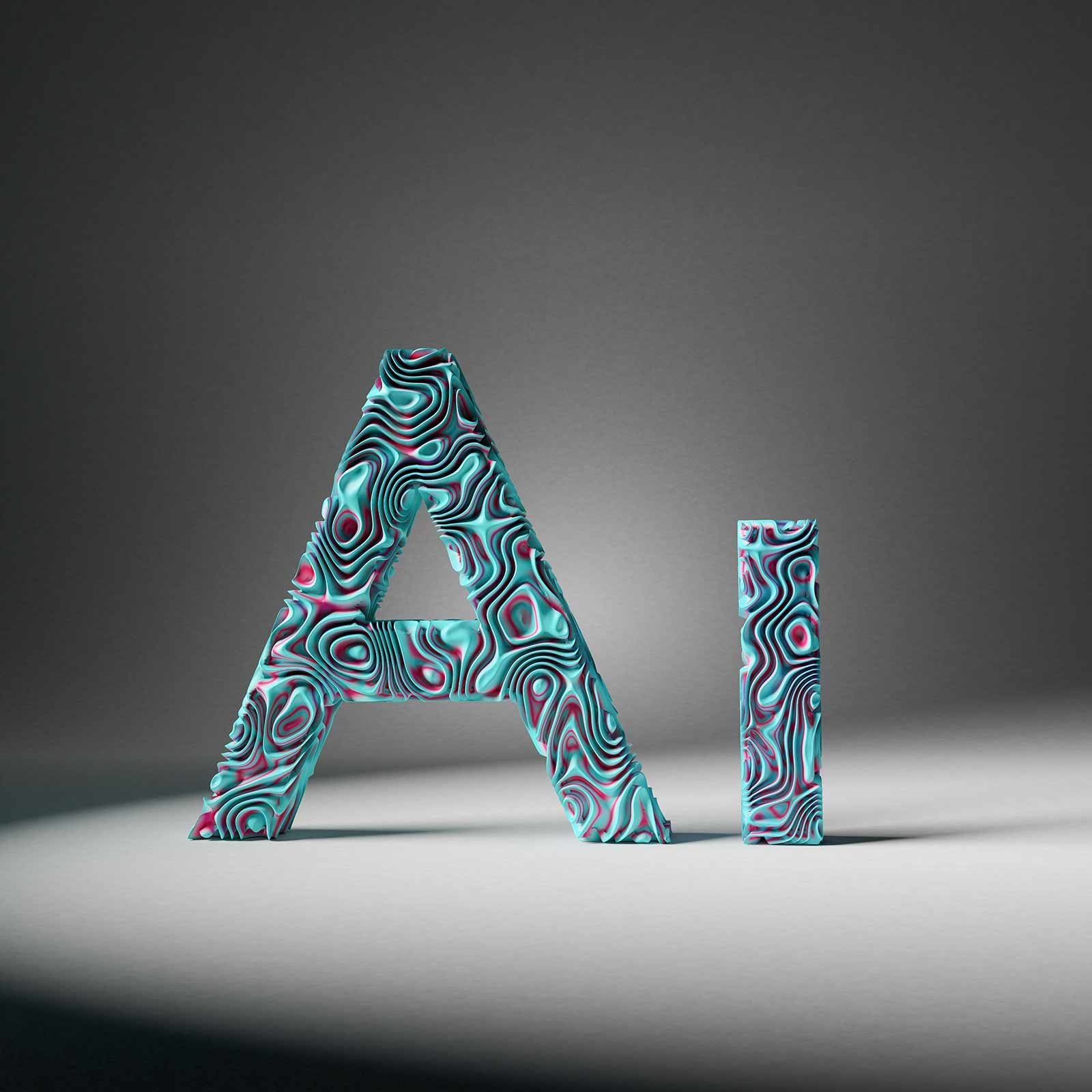 AI in a teal and purple swirl design.