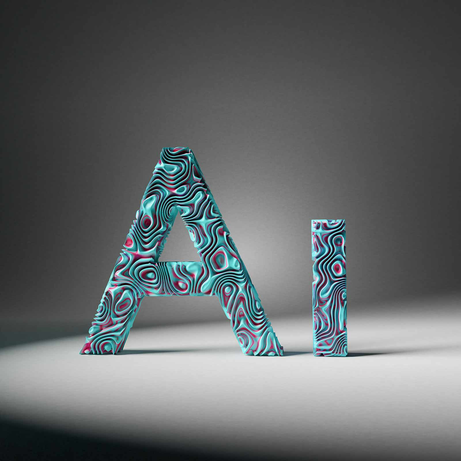 AI in a teal and purple swirl design.