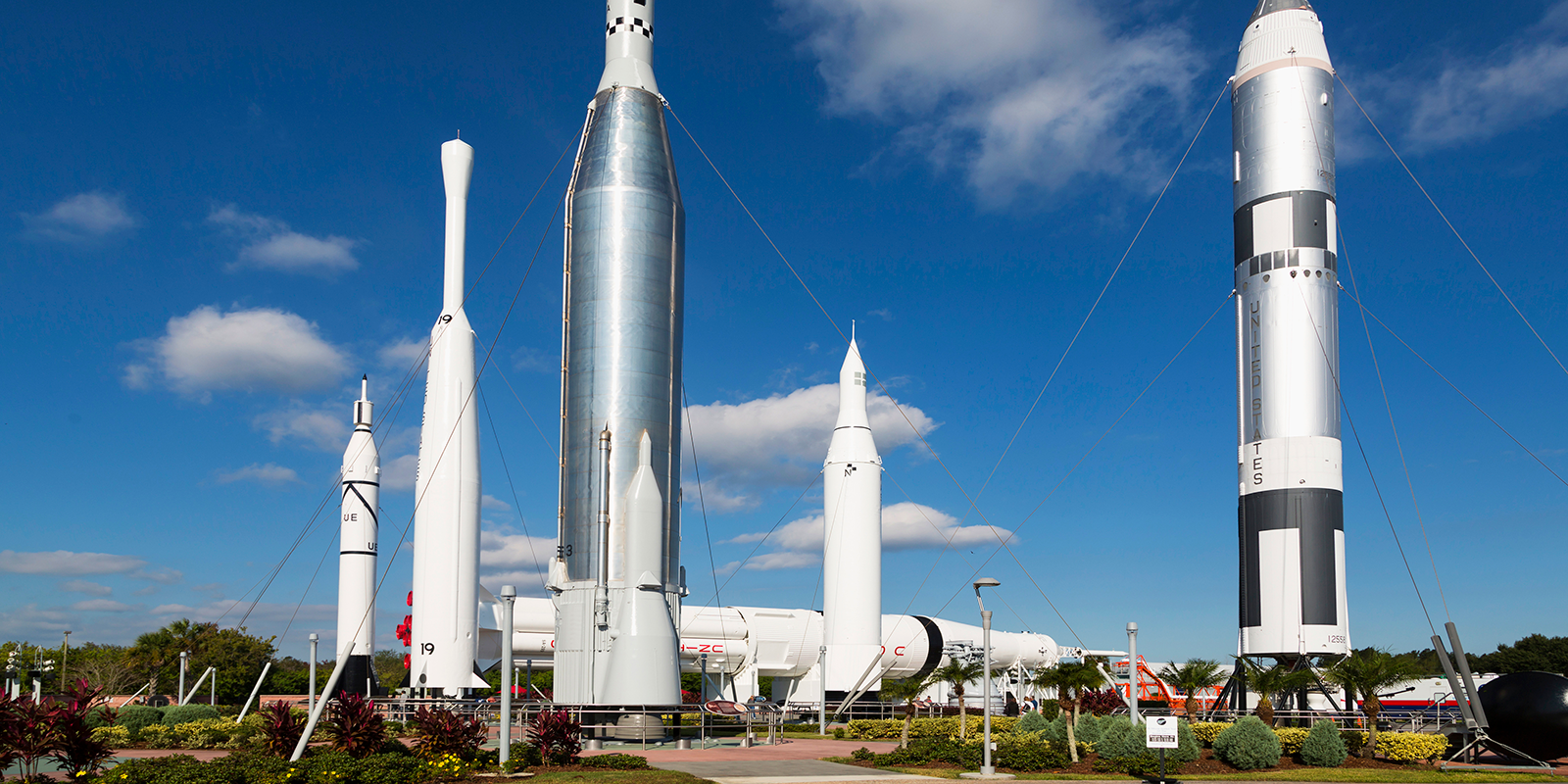 A picture of the rocket garden at the Kennedy Space Center