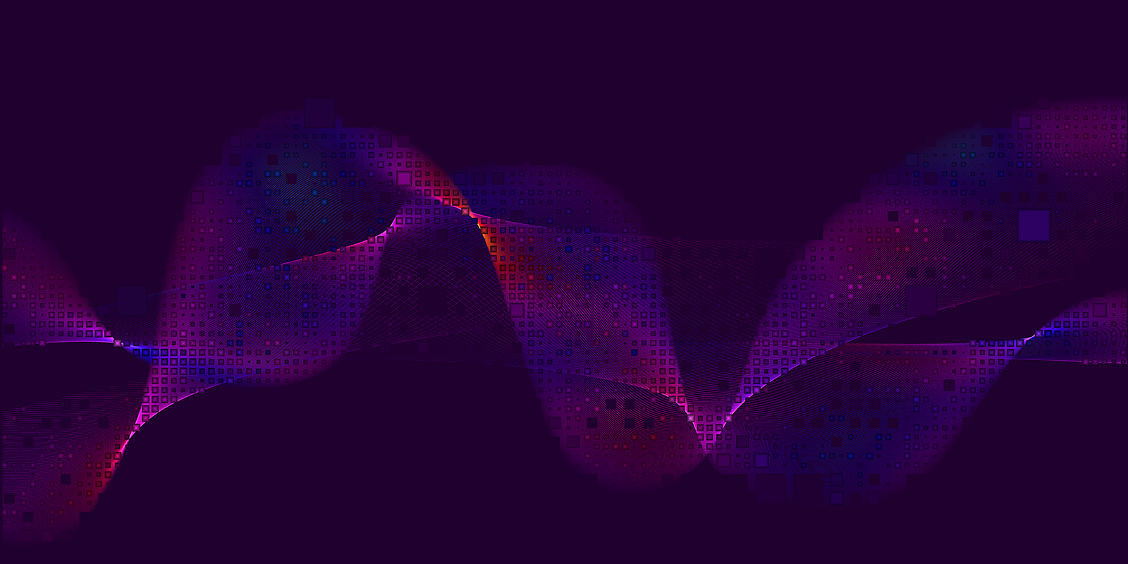 A swirl of dark pixelated squares.